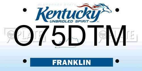 O75DTM Kentucky License Plate