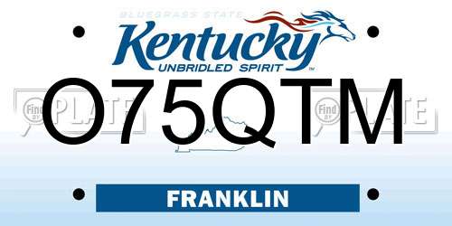O75QTM Kentucky License Plate