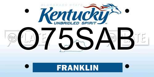 O75SAB Kentucky License Plate