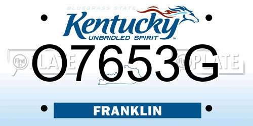 O7653G Kentucky License Plate