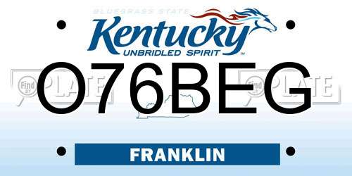 O76BEG Kentucky License Plate