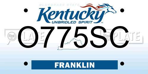 O775SC Kentucky License Plate