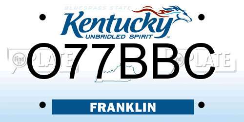 O77BBC Kentucky License Plate