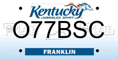O77BSC Kentucky License Plate