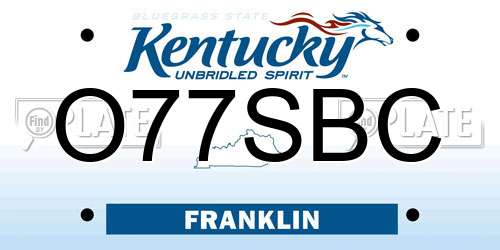O77SBC Kentucky License Plate
