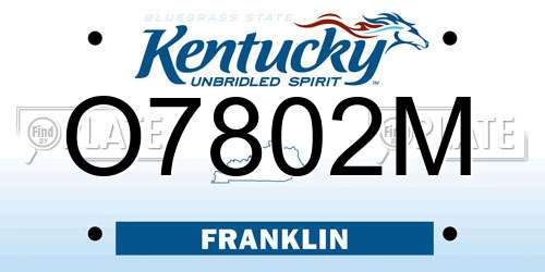 O7802M Kentucky License Plate