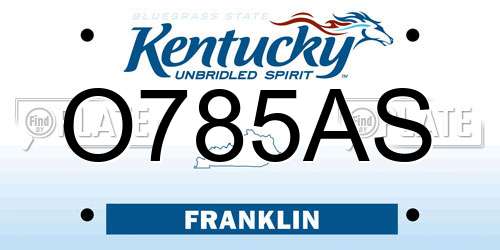 O785AS Kentucky License Plate