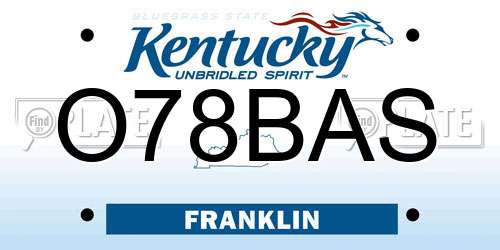 O78BAS Kentucky License Plate