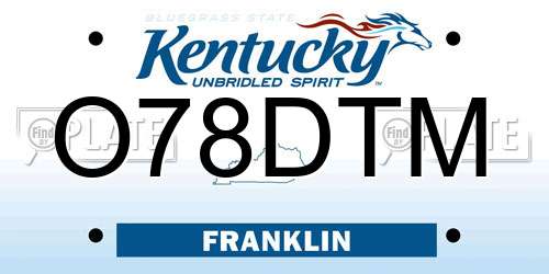 O78DTM Kentucky License Plate