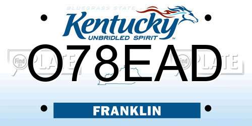 O78EAD Kentucky License Plate