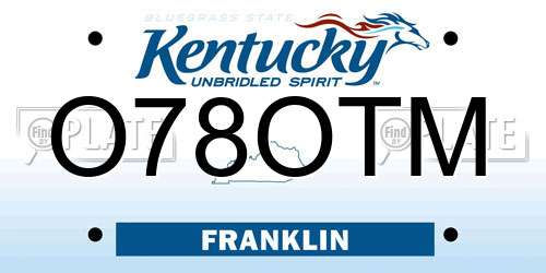O78OTM Kentucky License Plate