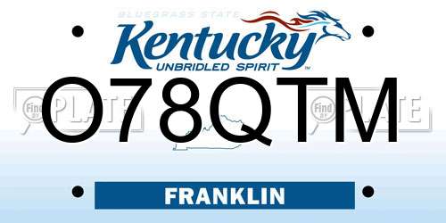 O78QTM Kentucky License Plate