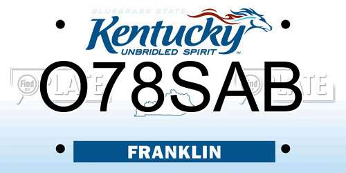 O78SAB Kentucky License Plate