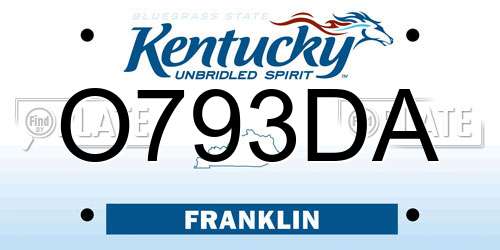 O793DA Kentucky License Plate