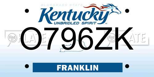 O796ZK Kentucky License Plate