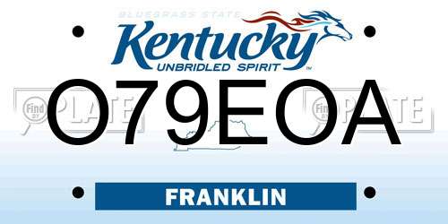 O79EOA Kentucky License Plate