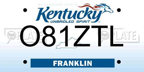 O81ZTL Kentucky License Plate