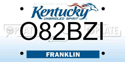 O82BZI Kentucky License Plate