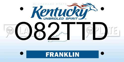 O82TTD Kentucky License Plate