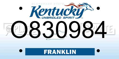 O830984 Kentucky License Plate
