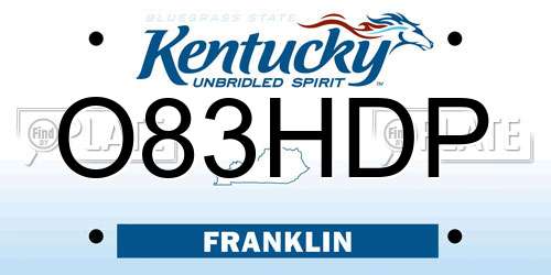 O83HDP Kentucky License Plate