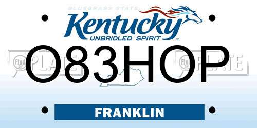 O83HOP Kentucky License Plate