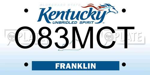 O83MCT Kentucky License Plate