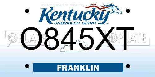 O845XT Kentucky License Plate