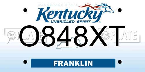 O848XT Kentucky License Plate