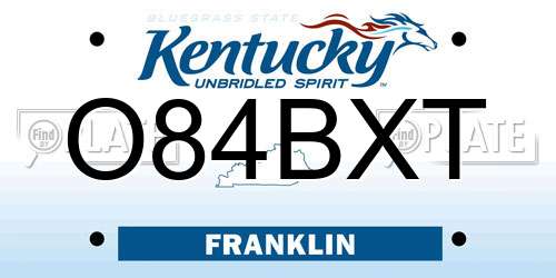 O84BXT Kentucky License Plate
