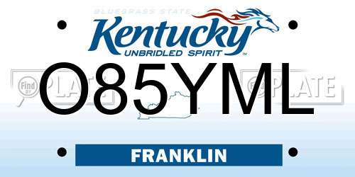 O85YML Kentucky License Plate