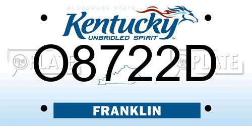 O8722D Kentucky License Plate
