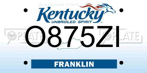 O875ZI Kentucky License Plate