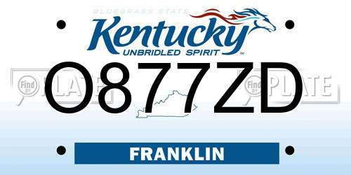 O877ZD Kentucky License Plate