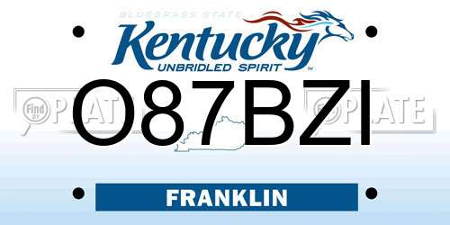 O87BZI Kentucky License Plate