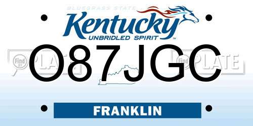 O87JGC Kentucky License Plate