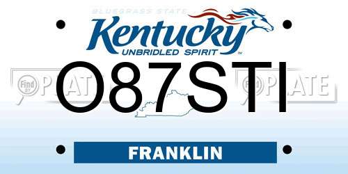 O87STI Kentucky License Plate