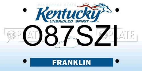 O87SZI Kentucky License Plate