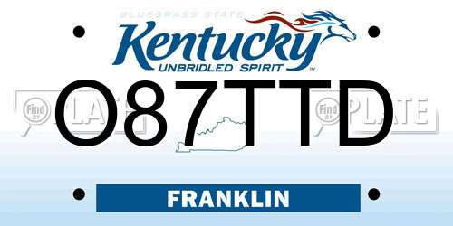O87TTD Kentucky License Plate