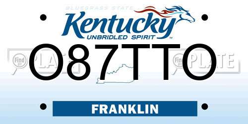 O87TTO Kentucky License Plate