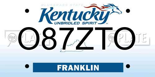O87ZTO Kentucky License Plate