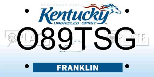 O89TSG Kentucky License Plate