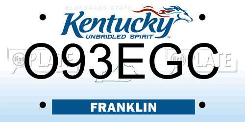 O93EGC Kentucky License Plate