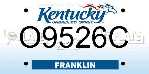 O9526C Kentucky License Plate