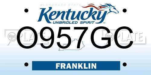 O957GC Kentucky License Plate