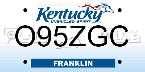 O95ZGC Kentucky License Plate
