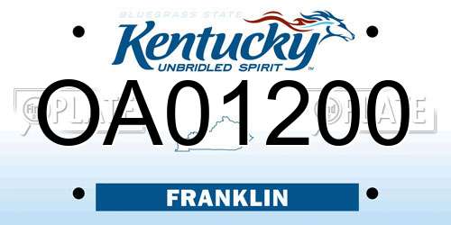 OA01200 Kentucky License Plate