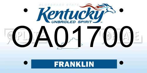 OA01700 Kentucky License Plate