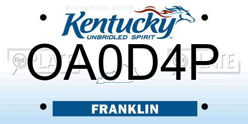 OA0D4P Kentucky License Plate