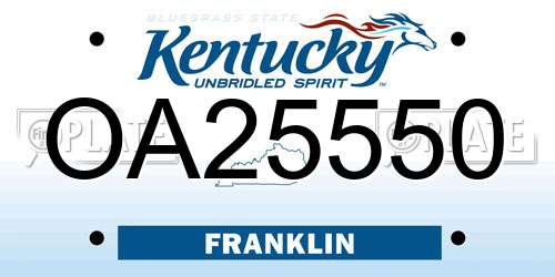 OA25550 Kentucky License Plate